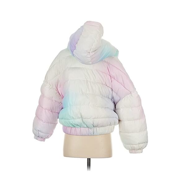 Selkie Iridescent Rainbow Puffer Coat The Pony White Pink XXS FLAW - Picture 4 of 8